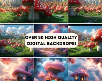 Pixel Power Realms - 50+ Super Gamer Digital Backgrounds | Video Game Inspired CG Scenes | Mario Style Backdrops | Scrapbook &  Mega Bundle
