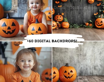Spooky Wonderland: 60+ Halloween Digital Backdrops - Enchanting Party Backgrounds - Downloadable Halloween Decor