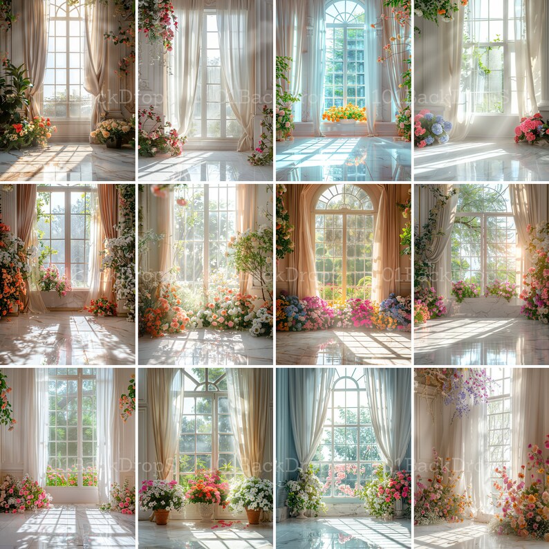 Bundle of 50+ Backlit Florals Digital Backdrops, Maternity Backdrops ...