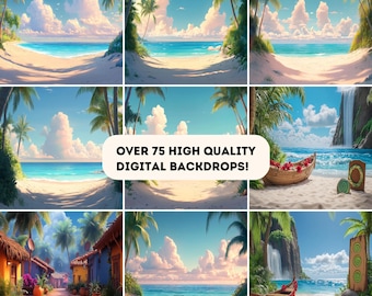 Mega Bundle di Sfondi per Bambini Ispirati a Moana - Oltre 75 Sfondi Digitali Tropicali con Isole dell'Oceano per Servizi Fotografici per Bambini - Sfondi Foto Scaricabili