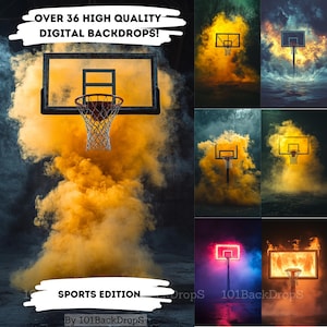 36 枚のスポーツ写真背景のバンドル、デジタルバックドロップ、バスケットボールの背景編集、スポーツの背景、スポーツポスターのフォグオーバーレイ