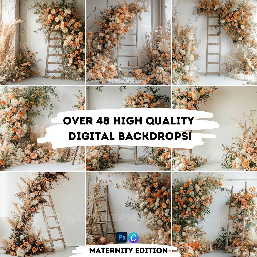 48 Boho Staircase Digital Backdrops – Maternity Photography Backgrounds ...