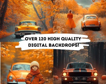 120+ Autumn Car Backdrop Bundle - 8K High-Resolution Fall Scenes for Photoshoots - Perfect for Seasonal Photography