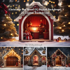 Décors numériques de Noël pour chien, CG, stock de Noël pour animaux de compagnie, niche pour chat en hiver, carte personnalisée pour animal de compagnie, carte de Noël pour animal de compagnie, TikTok, Instagram