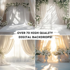 Dreamy White Curtain Digital Studio Backdrops - Over 70 Breathtaking Maternity Studio Scenes & Photoshop Effects