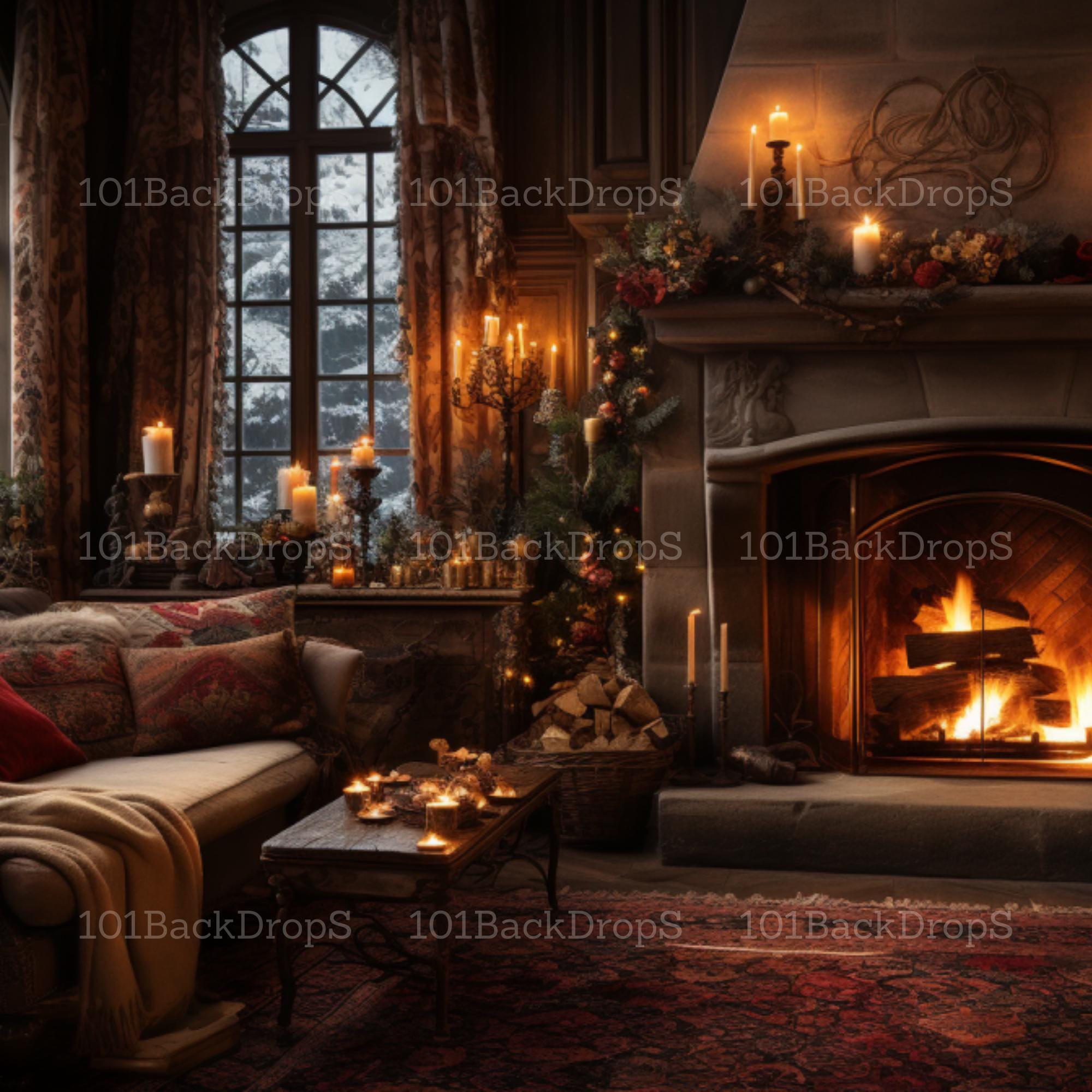 Christmas Barn Doors Digital Backdrops, Studio Backdrops Holiday Winter ...