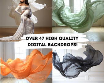 Over 40 Magical Flowing Fabric Backdrops for Maternity & Studio Photoshoots – High-Resolution Digital Overlays and Dreamy Studio Backgrounds
