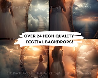 Enchanted Digital Backdrop Bundle - Over 24 Magic Mirror Fantasy Portrait Backgrounds & Photoshop Overlays for Dreamy Photography
