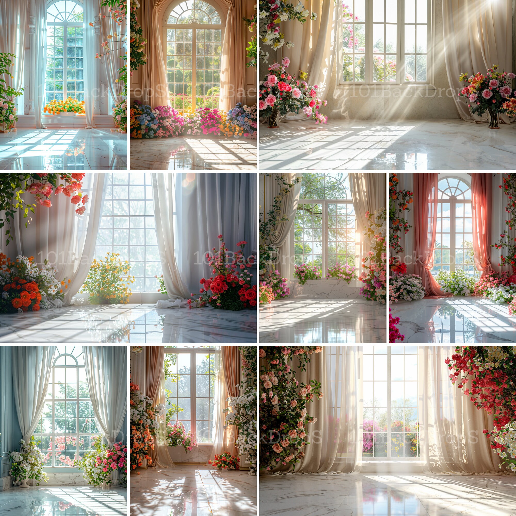 Bundle of 50+ Backlit Florals Digital Backdrops, Maternity Backdrops ...