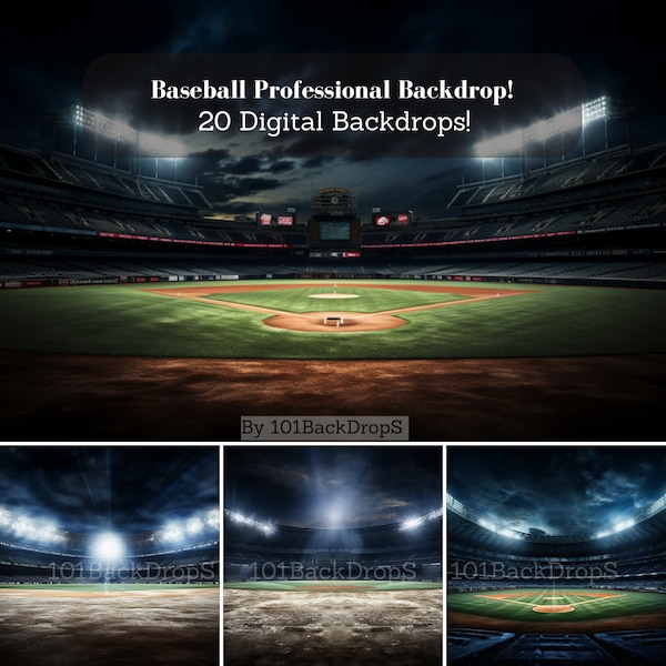 Digital Backdrop Photography - Baseball, Softball | NIGHT & DAY STADIUM | High-Resolution 4K Download