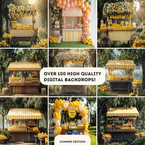 100+ digitala bakgrunder för lemonadstånd – soliga sommarfotobakgrunder – fotorekvisita för kommersiellt bruk – direkt digital nedladdning