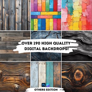 Rustic Wooden Backdrops – 190+ Digital Backgrounds, Wood Textures, Photography Scenes – Instant Download