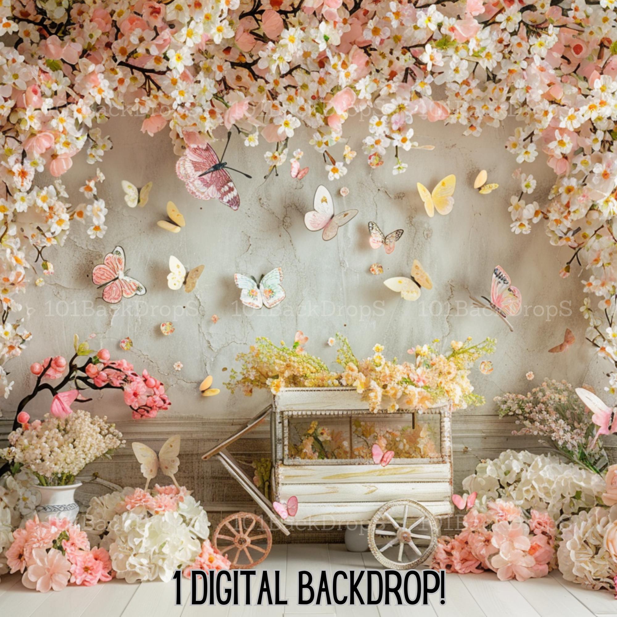 Springtime Whimsy Digital Backdrops, Easter Photo Props, Baby ...