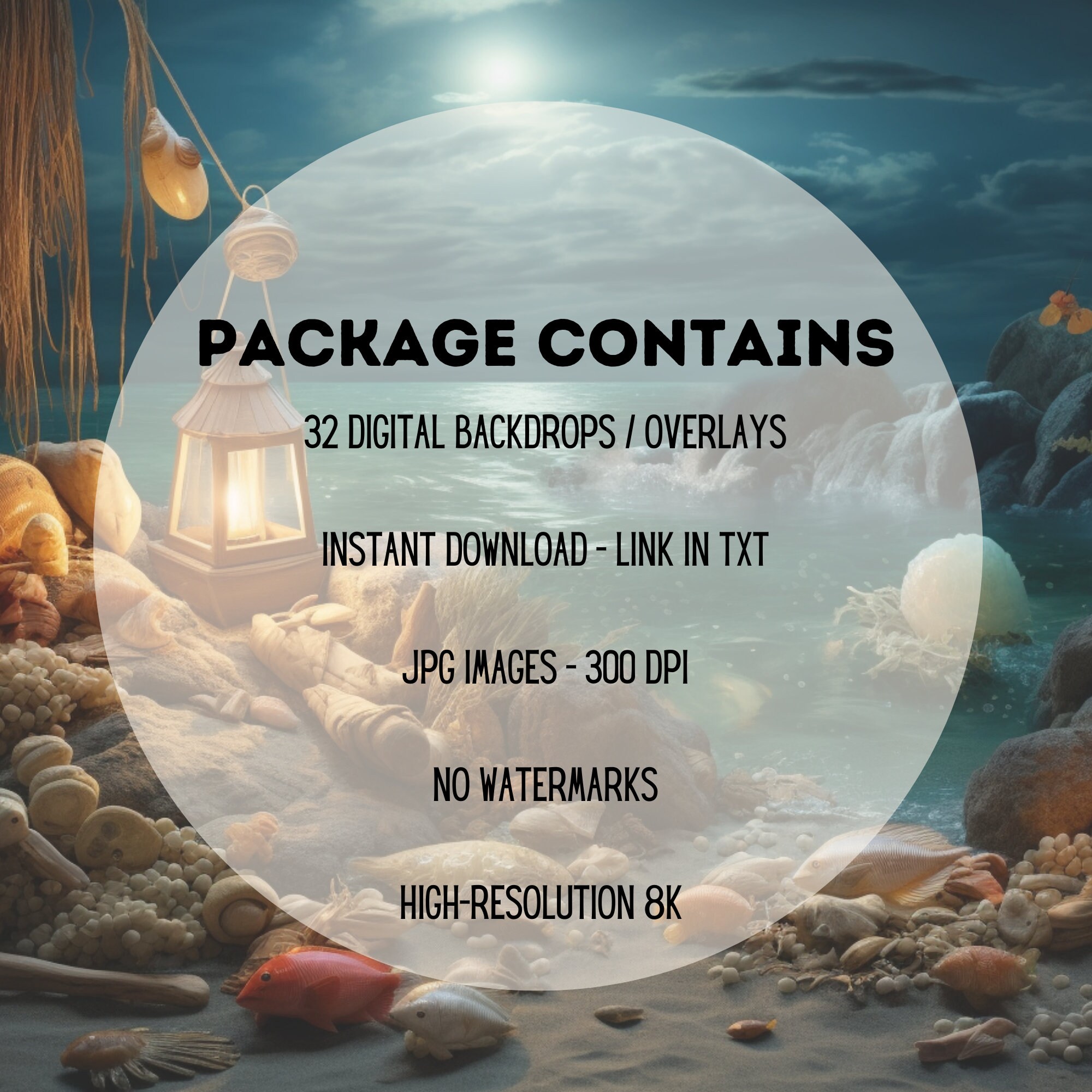 32 Mermaid Digital CG Backdrops, Ocean Backgrounds, Beach Stock ...