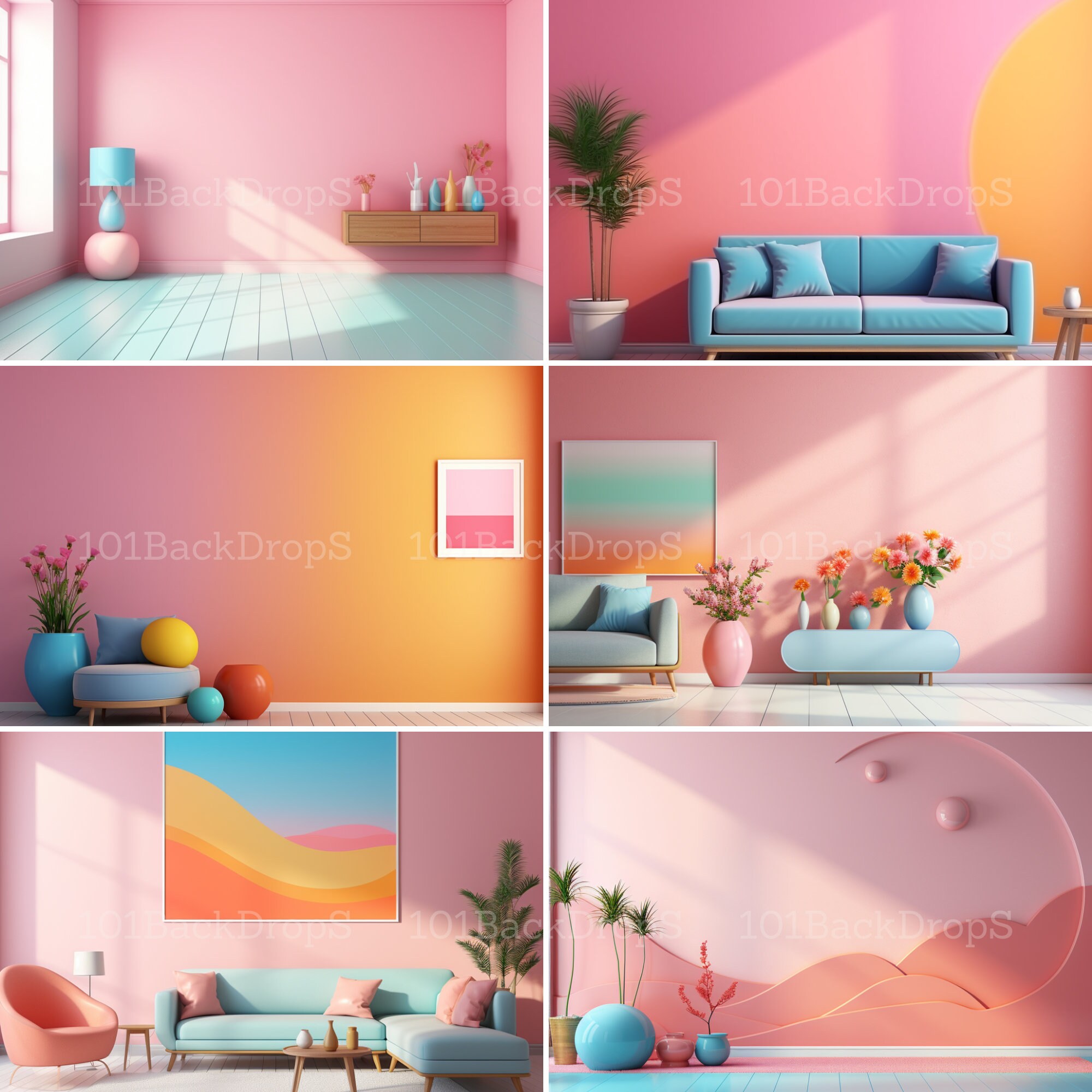 31 Rainbow Instagram Style CG Digital Backdrops, Pastel Rainbow ...