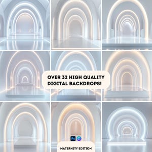 Celestial Arches Backdrop Bundle - 32 Dreamy White Arch Digital Backgrounds for Maternity, Studio, Fine Art & Textured Photo Overlays