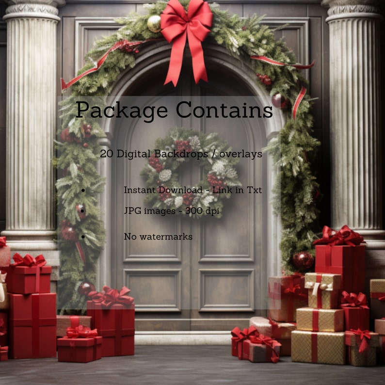 Christmas Arch Digital Backdrop Bundle, Family Xmas Backgrounds, Red ...