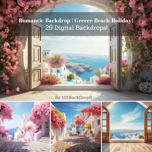 Sfondo romantico / Vacanza al mare in Grecia - Sovrapposizioni digitali per la fotografia
