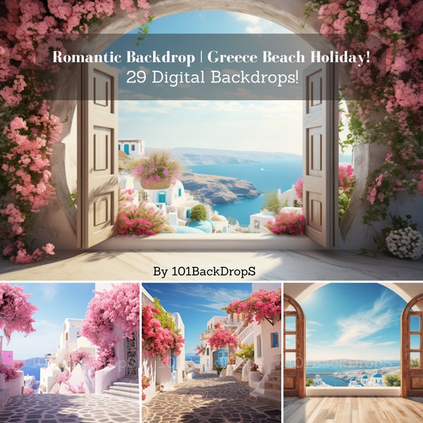 Romantic Backdrop | Greece Beach Holiday - Digital Overlays for Photography