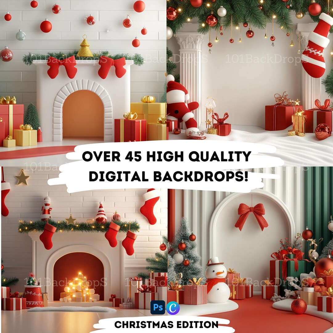 Christmas Digital Backdrop Bundle - 45 Festive 8K High-quality ...