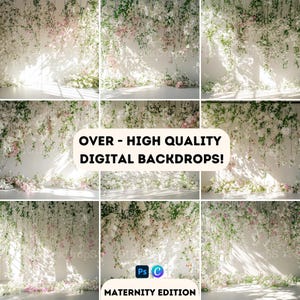 Whispers of Motherhood - 90+ Maternity Floating Floral Overlays Bundle - Photoshop Digital Backdrops - Wedding  Pregnancy Composite Download