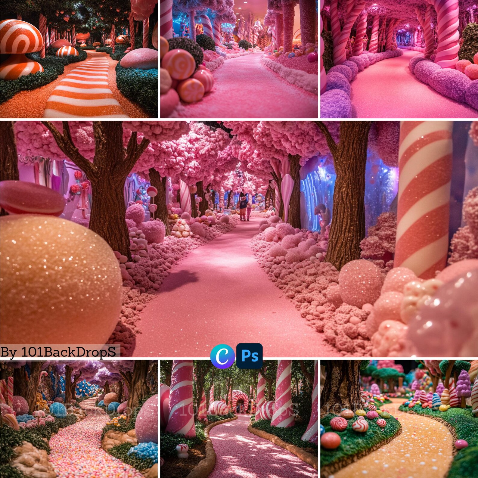 Candy Forest Backdrop Bundle – 35+ Whimsical Digital Photography Props ...