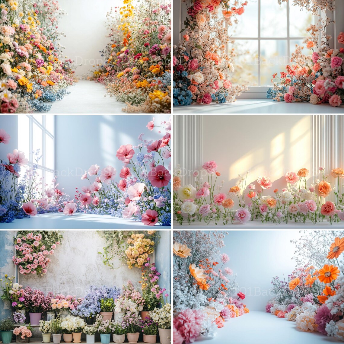 Bundle of 50 Springtime Whimsy Digital Backdrops, Easter Photo Props ...