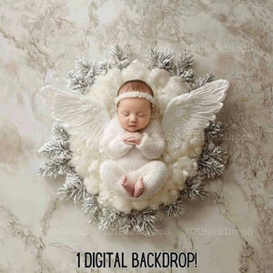 Änglavingevagga - Himmelsk digital bakgrund för nyfödda fotografer - Eterisk bakgrund för babyfoto - Nedladdningsbar