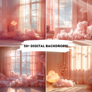 50+ Whimsical Dainty Pink Cloud Rooms | Simple Vintage Fantasy Backgrounds | Fine Art Textures & Overlays | Maternity Backdrops |