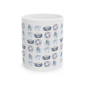 Nautical Octopus Ceramic Mug | Beach Lover Gift, Sailor Coffee Cup, Ocean Decor, Sea Creature Kitchenware, Nautical Theme