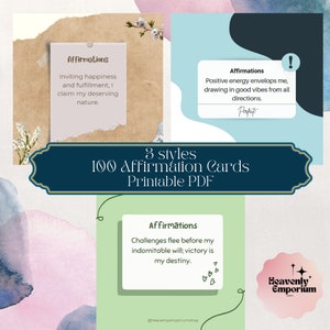 Cartões de afirmação Cartões de afirmação imprimíveis para autocuidado, cartões de afirmação para presente, cartões de afirmação diários, download digital