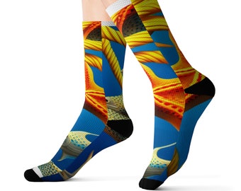 Sublimation Socks. Ocean Orange Starfish Socks.