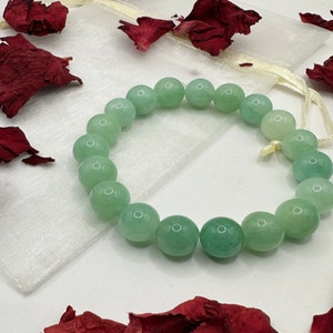 Jade 10mm Gemstone Bracelet, Handmade Stretch Bracelet