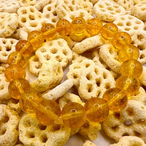 Glossy Bee Honeycomb Cereal | 10mm Gemstone Bracelet, Handmade Stretch Bracelet