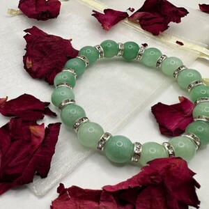 Bedazzled Jade 10mm Gemstone Bracelet, Handmade Stretch Bracelet