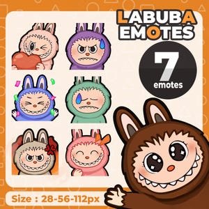 Labubu Doll Emotes: Kawaii Fan Art Emoji Set (Digital Download