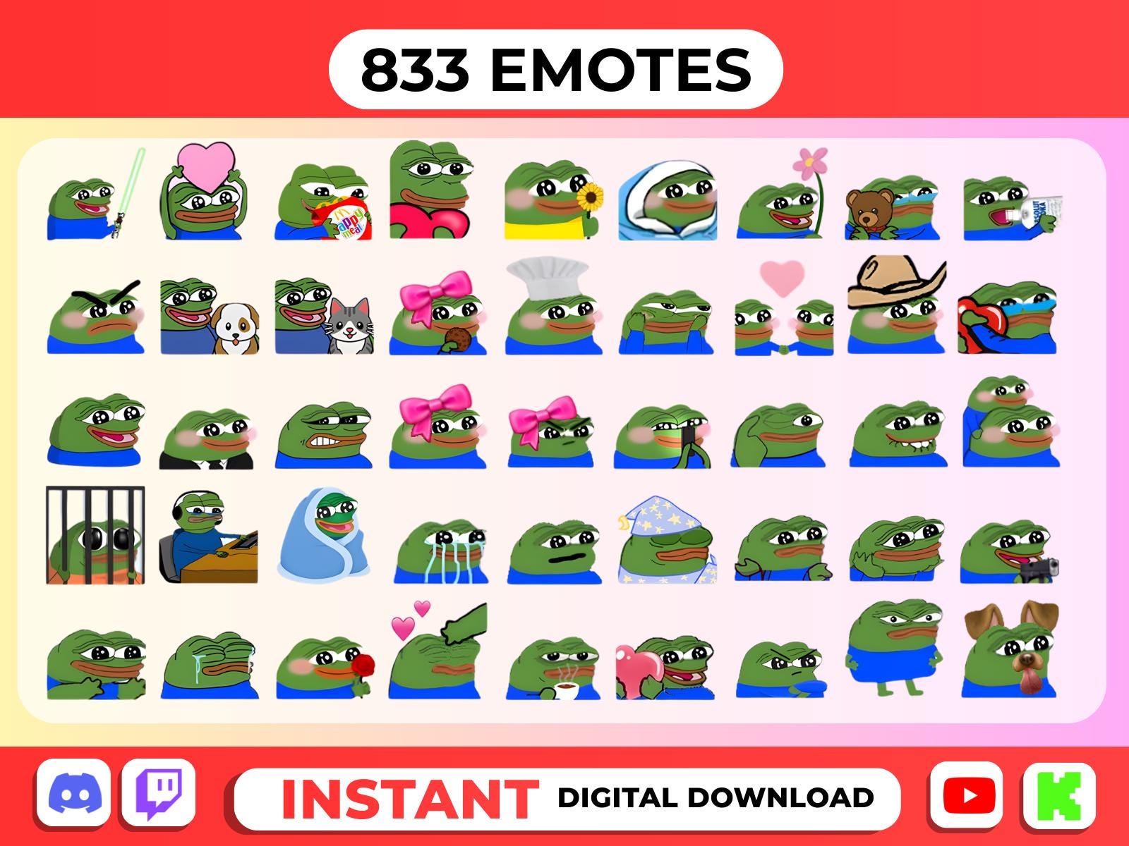 Hyper Emote 833+ Pepe the Frog Emotes Pack – Animated Meme Gifs for Twitch, Discord ...