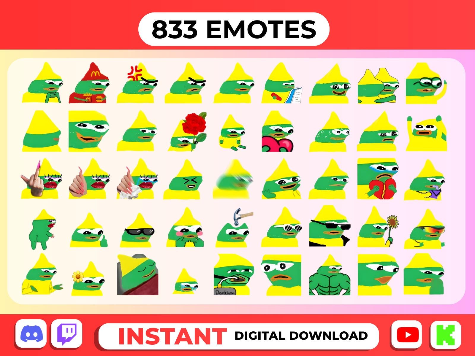 Hyper Emote 833+ Pepe the Frog Emotes Pack – Animated Meme Gifs for Twitch, Discord ...