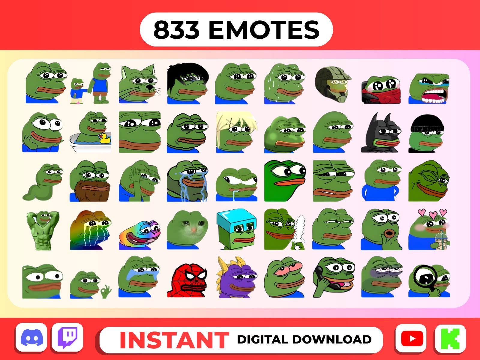Hyper Emote 833+ Pepe the Frog Emotes Pack – Animated Meme Gifs for Twitch, Discord ...