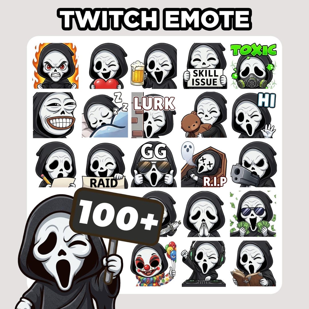 Ghostface Chibi Twitch Emote Pack – 100 Cute Reactions – Instant ...