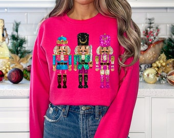 Sequin (Faux) Nutcrackers On Pink
