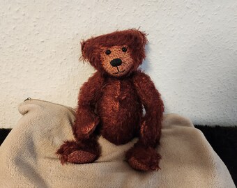 Oso artista, peluche coleccionable, hecho a mano, piel mohair