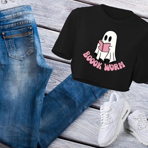 File SVG Ghost Booo-k Worm - Whimsical Halloween Decor - Download digitale per progetti di artigianato e fai da te