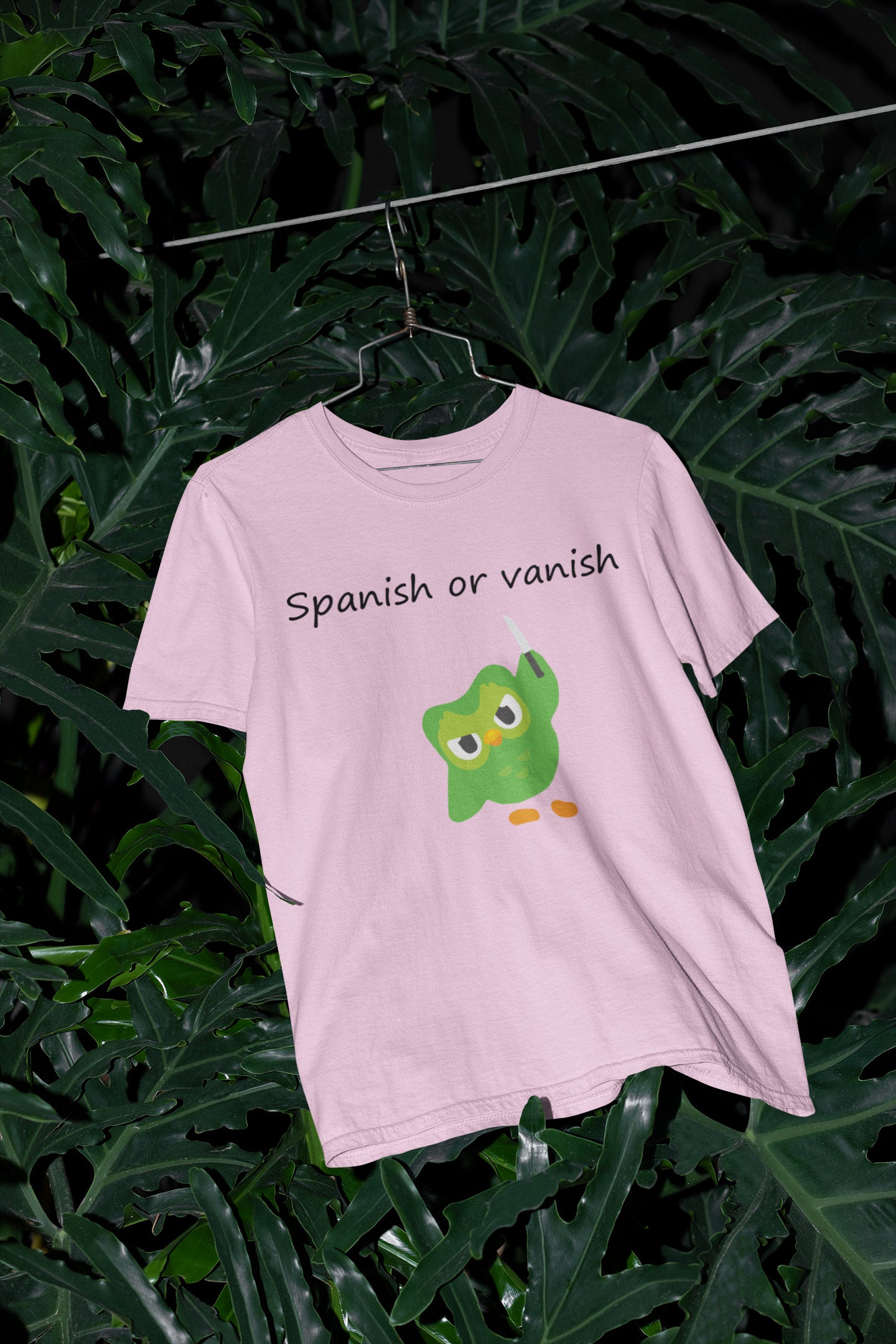 Spanish or Vanish Unisex Shirt, Duolingo Bird, Language Meme Owl, Duo Owl Tshirt Etsy