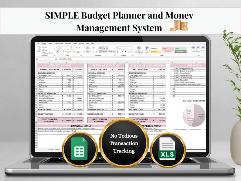 SIMPLE Budget Planner, Spending Plan, and Paycheck Planning Spreadsheet ...