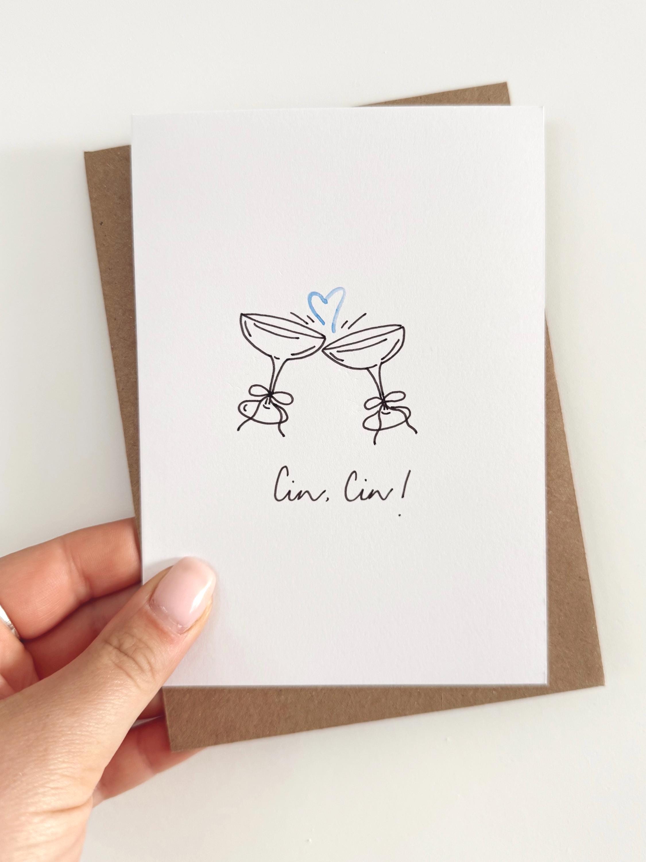 Cheers Birthday Card | Cin Cin Greeting Card | Birthday Card | Greetings Card | Celebration Card | Hand Illustrated Birthday Card