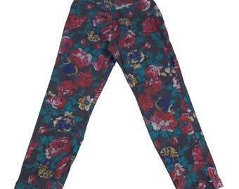 Vintage LA Cetch Flower Print Black Denim Pants Size 13