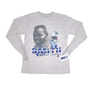 Vintage Emmitt Smith Dallas Cowboys Gray CSA Caricature T Shirt Size Youth Medium