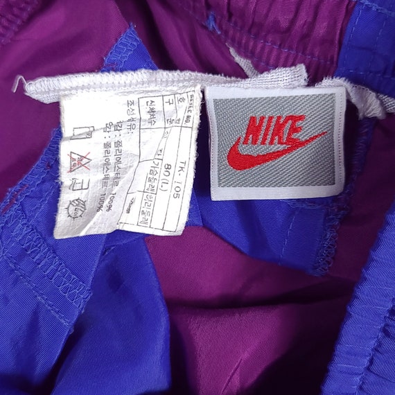 Vintage Nike Blue Purple Color Block Nylon Shorts… - image 5