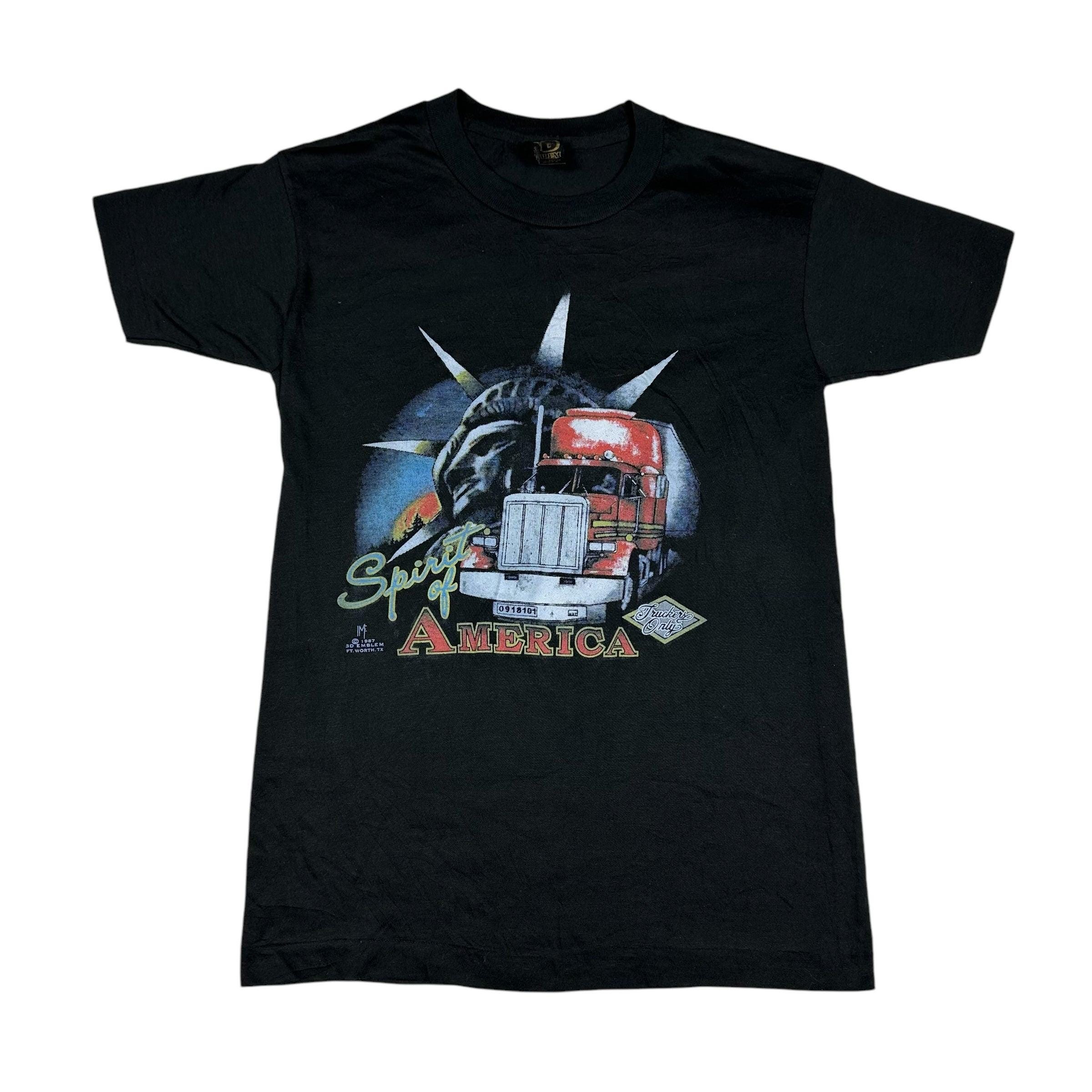 1987 VINTAGE 80s TRUCKERS ONLY 3D EMBLEM T-SHIRT MEN SZ XL